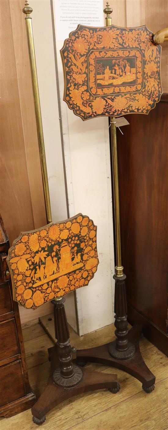 A pair of Chinoiserie fire screens, 149cm wide